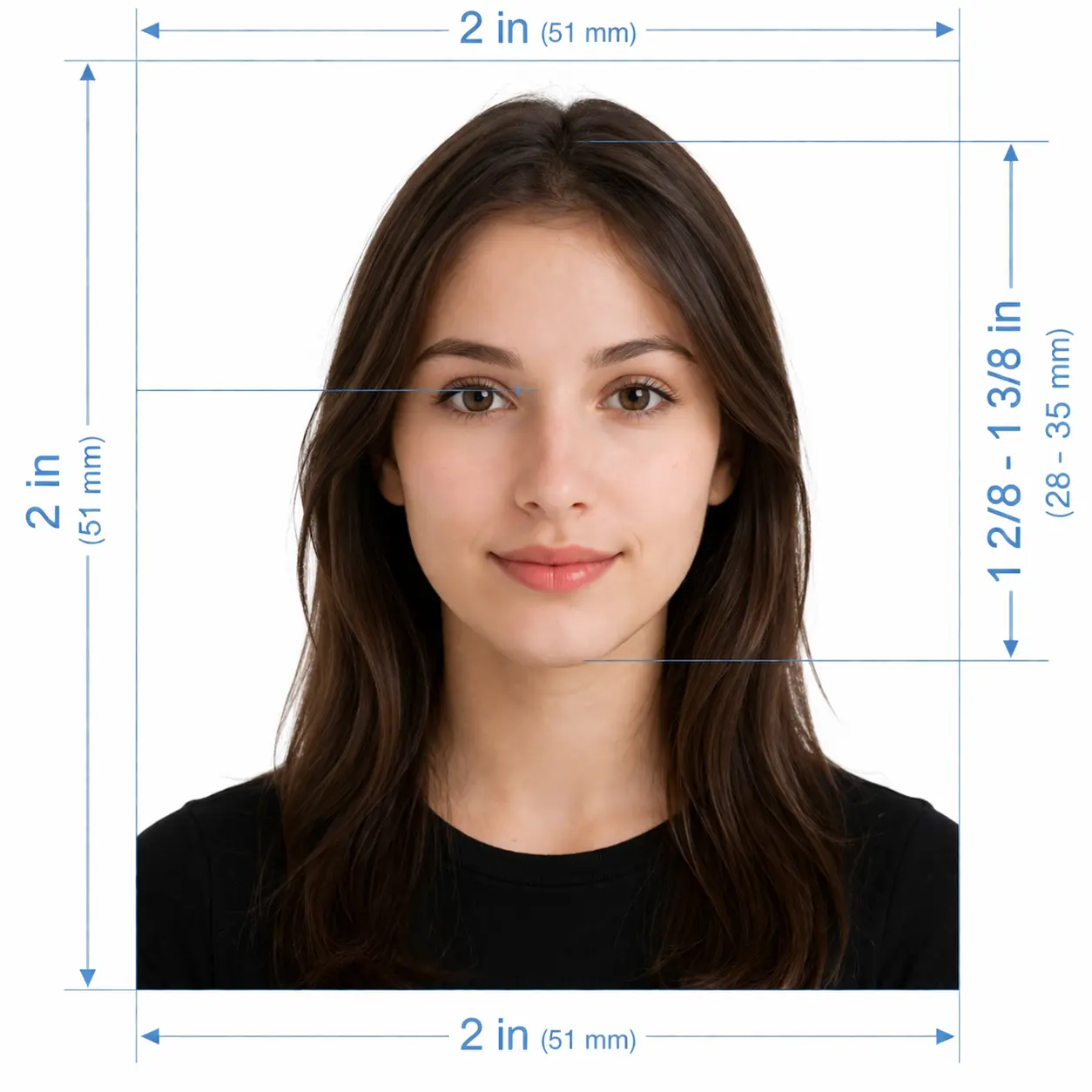 US Green Card Photo AI - Standard 2x2 inch biometric compliance example for USCIS