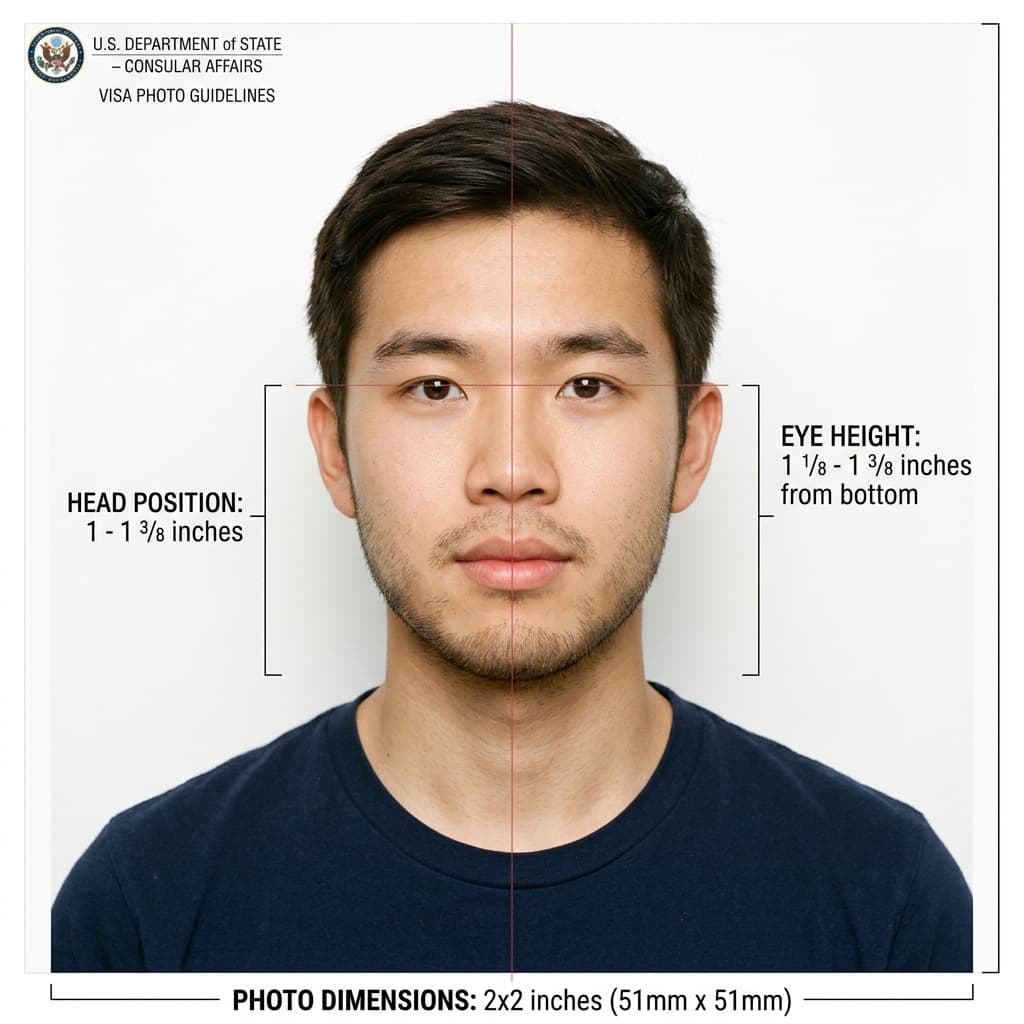 US Department of State Visa photo 2x2 inch biometric specifications